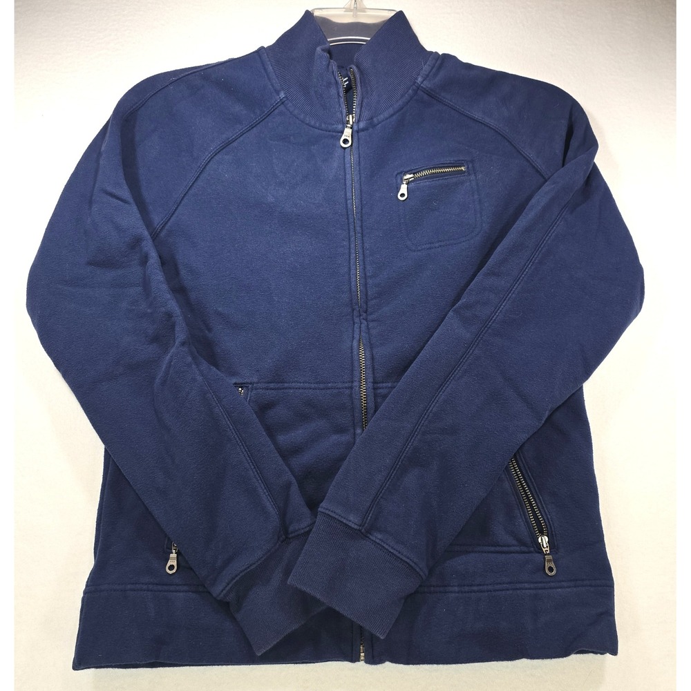 Gap Stretch Mens Navy Blue Full Zip Track Jacket Mock Neck Fleece Size Medium
